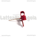 Perni Fiocco in metallo smaltato rosso con perni in Argento 925 11x15x4mm