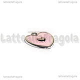 Ciondolo Cuore in metallo argentato smaltato Rosa 17.5x17.5mm