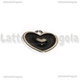 Ciondolo Cuore in metallo argentato smaltato Nero 17.5x17.5mm