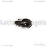 Ciondolo Cuore in metallo argentato smaltato Nero 17.5x17.5mm