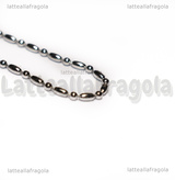 Collana in Acciaio Inox 69cm catena Riso e Pallini 2mm