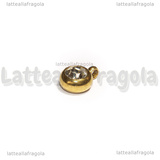 3 Charms Punto Luce in Acciaio Inox Dorato Cristal 8.5x6mm