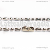 Collana in Acciaio Inox 69cm catena Riso e Pallini 2mm