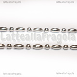 Collana in Acciaio Inox 69cm catena Riso e Pallini 2mm