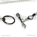 Base Bracciale tipo pandora con chiusura a T in metallo silver plated 21cm