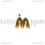 Ciondolo Lettera M 3D in Acciaio Inox Dorato placcato oro 18K 18x15x4mm