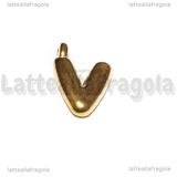 Ciondolo Lettera V 3D in Acciaio Inox Dorato placcato oro 18K 19x14x4mm