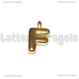 Ciondolo Lettera F 3D in Acciaio Inox Dorato placcato oro 18K 19.5x11x4mm