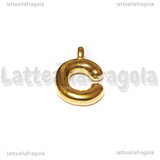 Ciondolo Lettera C 3D in Acciaio Inox Dorato placcato oro 18K 19x13x4mm