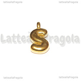 Ciondolo Lettera S 3D in Acciaio Inox Dorato placcato oro 18K 19.5x10x4mm