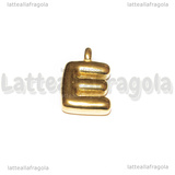 Ciondolo Lettera E 3D in Acciaio Inox Dorato placcato oro 18K 19.5x12x4mm