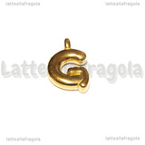 Ciondolo Lettera G 3D in Acciaio Inox Dorato placcato oro 18K 19x13x4mm