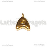 Ciondolo Lettera A 3D in Acciaio Inox Dorato placcato oro 18K 19x13.5x4mm