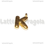 Ciondolo Lettera K 3D in Acciaio Inox Dorato placcato oro 18K 20x13x4mm