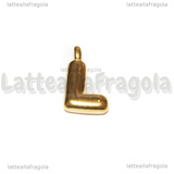 Ciondolo Lettera L 3D in Acciaio Inox Dorato placcato oro 18K 20x11x4mm