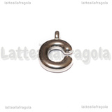 Ciondolo Lettera C 3D in Acciaio Inox 19x13x4mm
