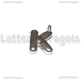 Ciondolo Lettera K 3D in Acciaio Inox 20x13x4mm