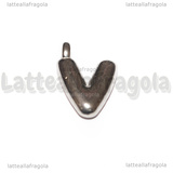 Ciondolo Lettera V 3D in Acciaio Inox 19x14x4mm