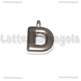 Ciondolo Lettera D 3D in Acciaio Inox 20x13x4mm