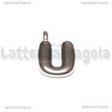 Ciondolo Lettera U 3D in Acciaio Inox 19.5x14x4mm