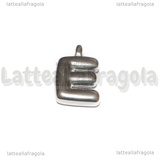 Ciondolo Lettera E 3D in Acciaio Inox 19.5x12x4mm