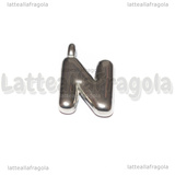 Ciondolo Lettera N 3D in Acciaio Inox 19.5x13x4mm