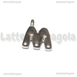 Ciondolo Lettera M 3D in Acciaio Inox 18x15x4mm
