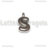 Ciondolo Lettera S 3D in Acciaio Inox 19.5x10x4mm