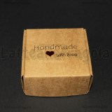 Scatola in Cartone Kraft Fantasia Handmade with love 5.5x5.5x2.5cm
