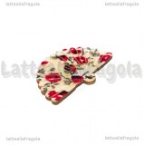 Ventaglio in legno e stoffa Fiori Rossi 49x31mm