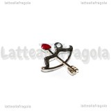 Charm Arco con Freccia in metallo argentato smaltato 17mm