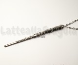 Bacchetta Hermione 114mm con collana in metallo argento antico