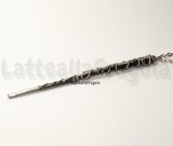Bacchetta Hermione 114mm con collana in metallo argento antico
