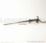 Bacchetta Voldemort 114mm con collana in metallo argento antico