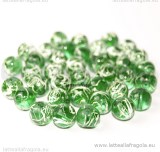 Perla in vetro verde e bianco 10mm