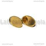 Coppia orecchini a perno in Acciaio inox dorato base ovale 14x10mm