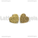 Orecchini a perno Cuore in Acciaio Inox Dorato Puntinato 12x13mm