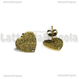 Orecchini a perno Cuore in Acciaio Inox Dorato Puntinato 12x13mm