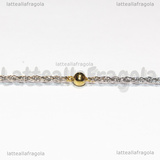 1 Metro Catena Rosario in Acciaio Inox Oro e Argento maglia attorcigliata sfere 4mm