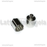 Coppia di Terminali in ottone silver plated 12x8mm
