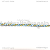 1Metro di Cordino in Policotone Azzurro e Oro 1.2mm