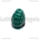Pigna in Ceramica Verde Ramina con foro passante 19x14mm