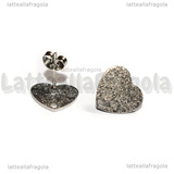 Orecchini a perno Cuore in Acciaio Inox Puntinato 12x13mm