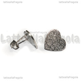 Orecchini a perno Cuore in Acciaio Inox Puntinato 12x13mm