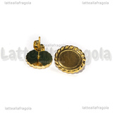 Perni in Acciaio Inox Dorato placcato oro 18k per Cammei 10x8mm