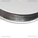 100 Metri Cavetto d'acciaio rivestito in nylon argentato 0.38mm