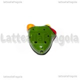 Fico d'India in Ceramica dipinta con foro passante 21x19mm