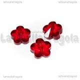 Fiore in Vetro Sfaccettato Rosso con foro passante 14mm