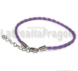 Bracciale in cordino similpelle intrecciato lilla 3mm