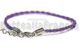 Bracciale in cordino similpelle intrecciato lilla 3mm